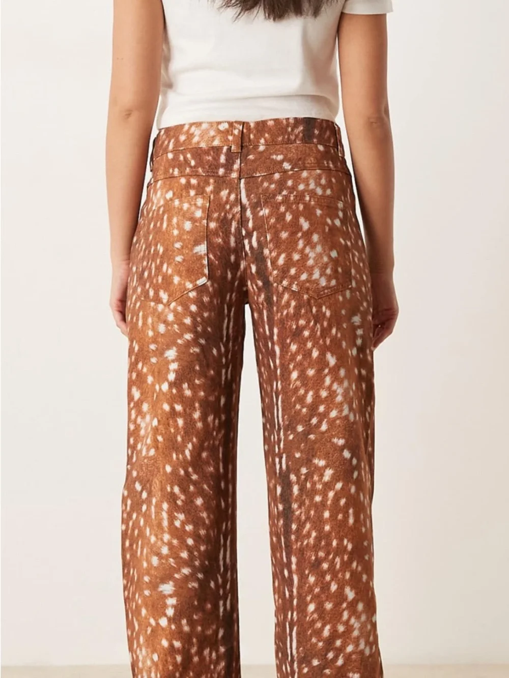 ASOS Brown Spotted Wide Leg Pants US 8 - Picture 2 of 8